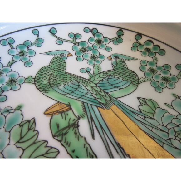 Gold Imari Hand painted Peacock Motif Porcelain Floral Pattern Small Dish - Picture 2 of 13